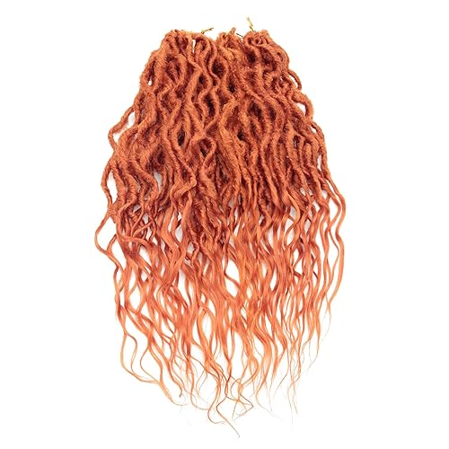 Miniatura 50 de 8 paquetes de rastas de cabello sintético de ganchillo de 18 pulgadas, rastas sintéticas bohemias con extremos rizados, cabello de ganchillo suave