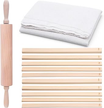 mekueeex 12 Pcs Polymer Clay Tools Set with Bamboo Clay Rolling Pin, 5-Size Guide Rails & Linen Mat - Essential Pottery Tools and Supplies for Sculpting, Pottery Wheel & DIY Crafts