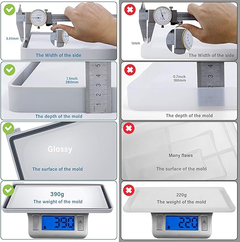 Miniatura 2 de Molde de bandeja para molde de bandeja de silicona de resina con lados para resina epoxi, superficie brillante y duradero, 10.43 x 7.4 x 0.98
