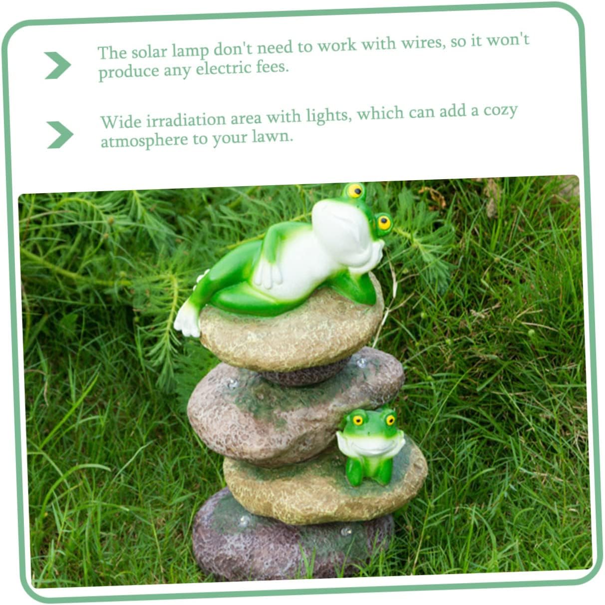 POPETPOP Garden Frog Resin Figurine Solar Light Decorative Outdoor Statue for Patio and Garden Decor for Frog and Housewarming Celebrations