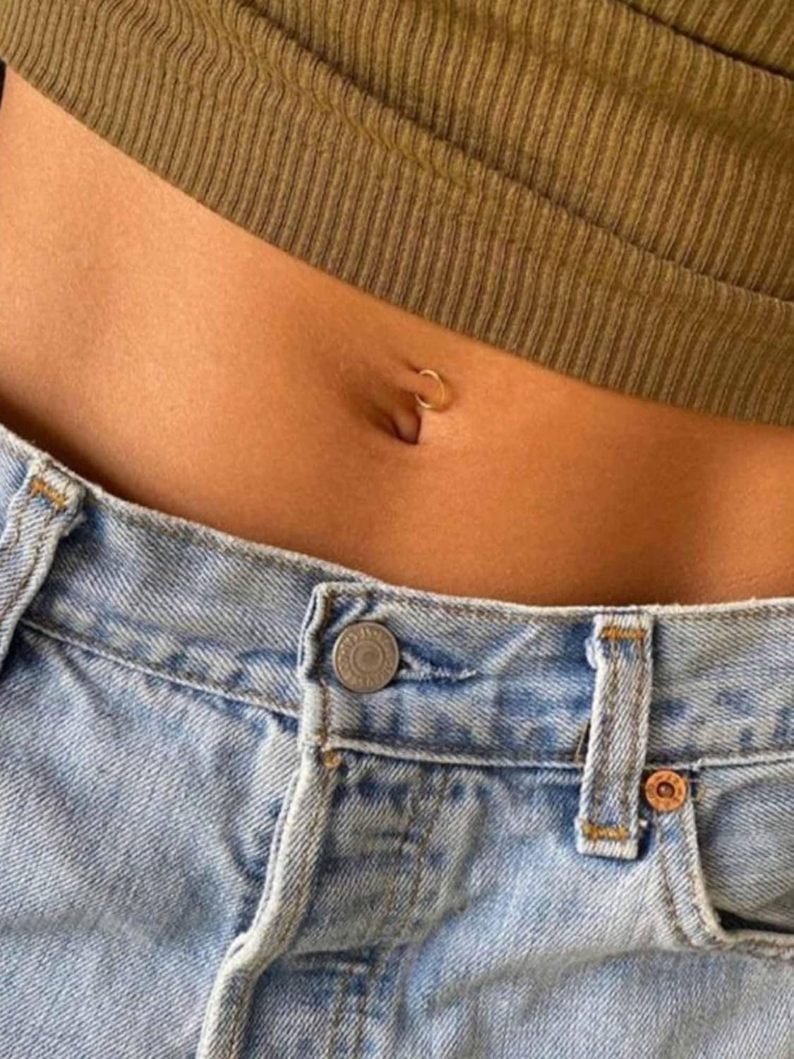 Jstyle 14G Belly Button Ring 316L Surgical Steel Belly Rings Hoop for Women Clear CZ Opal Clicker Hoop Belly Button Rings Gold Silver Small Navel Belly Body Piercing Jewelry 8mm 10mm 12mm - Image 2