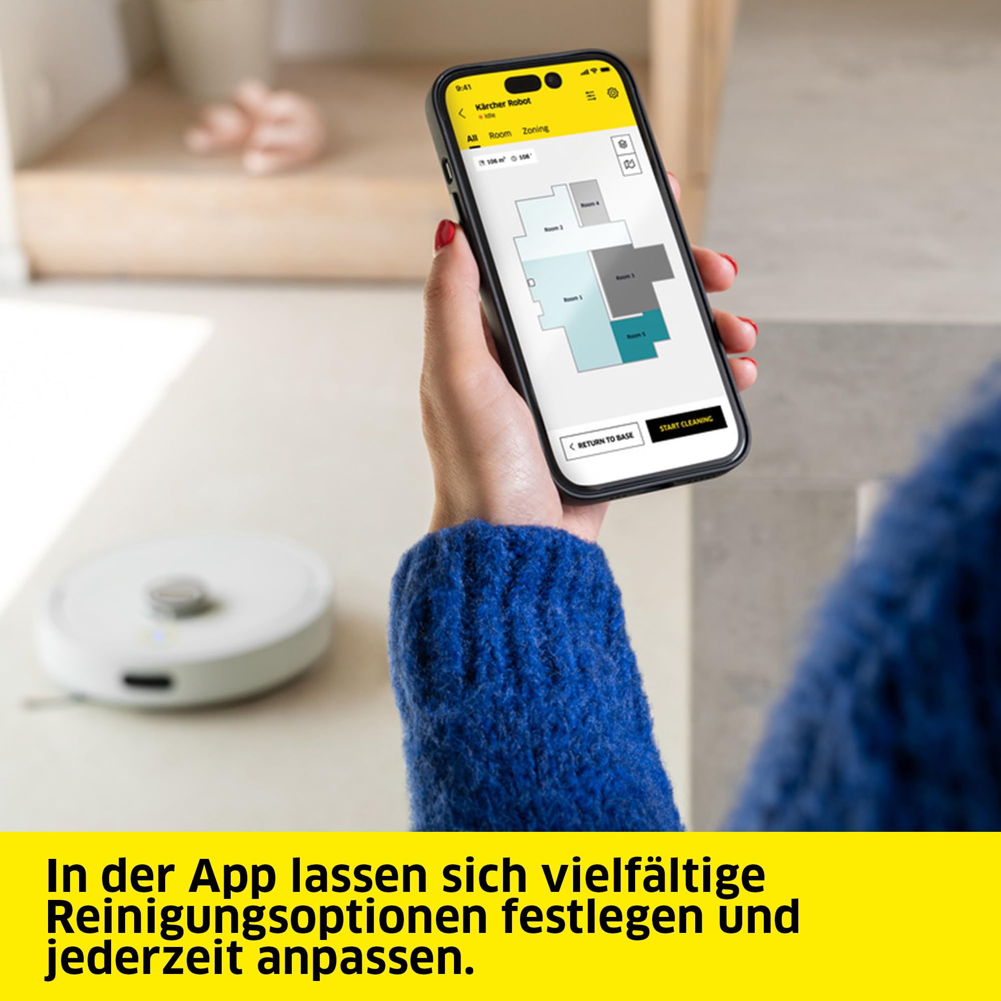 KÄRCHER Saug- und Wischroboter RVC 3 Comfort Extra, 15.000 Pa, bis 130 min Laufzeit, App-Steuerung, Kartierung, Laser-Navigation, Absturzsensoren, Schmutzentleerung, für Hartböden und Teppiche