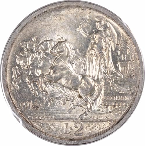 Miniatura 2 de 1914 P R Italy 2 Lire KM55 Uncertified AUUNC