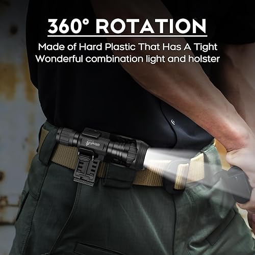 Miniatura 5 de ULTRAFIRE Linterna táctica con funda, 1200 lúmenes altos linternas LED de aplicación de la ley con soporte para cinturón, linterna de policía con