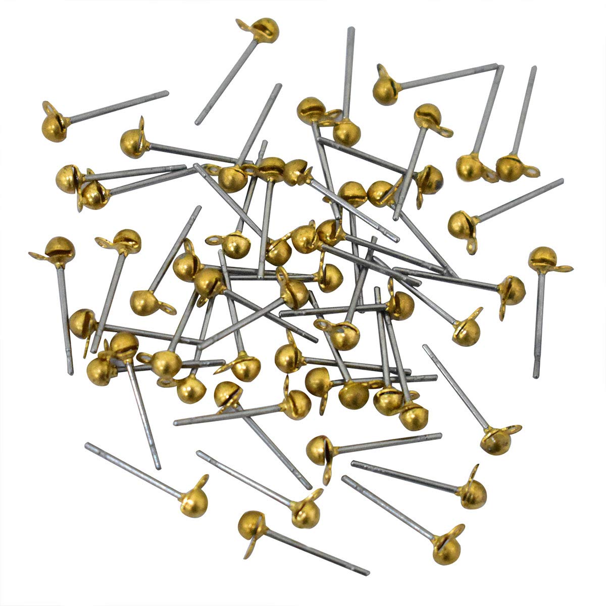 EmbroideryMaterial Ball Earring Post Stud Pins for Earring Loops Jewellery Finding for Jewellery Making Materials (50Pieces, 4 * 14MM)-image-32