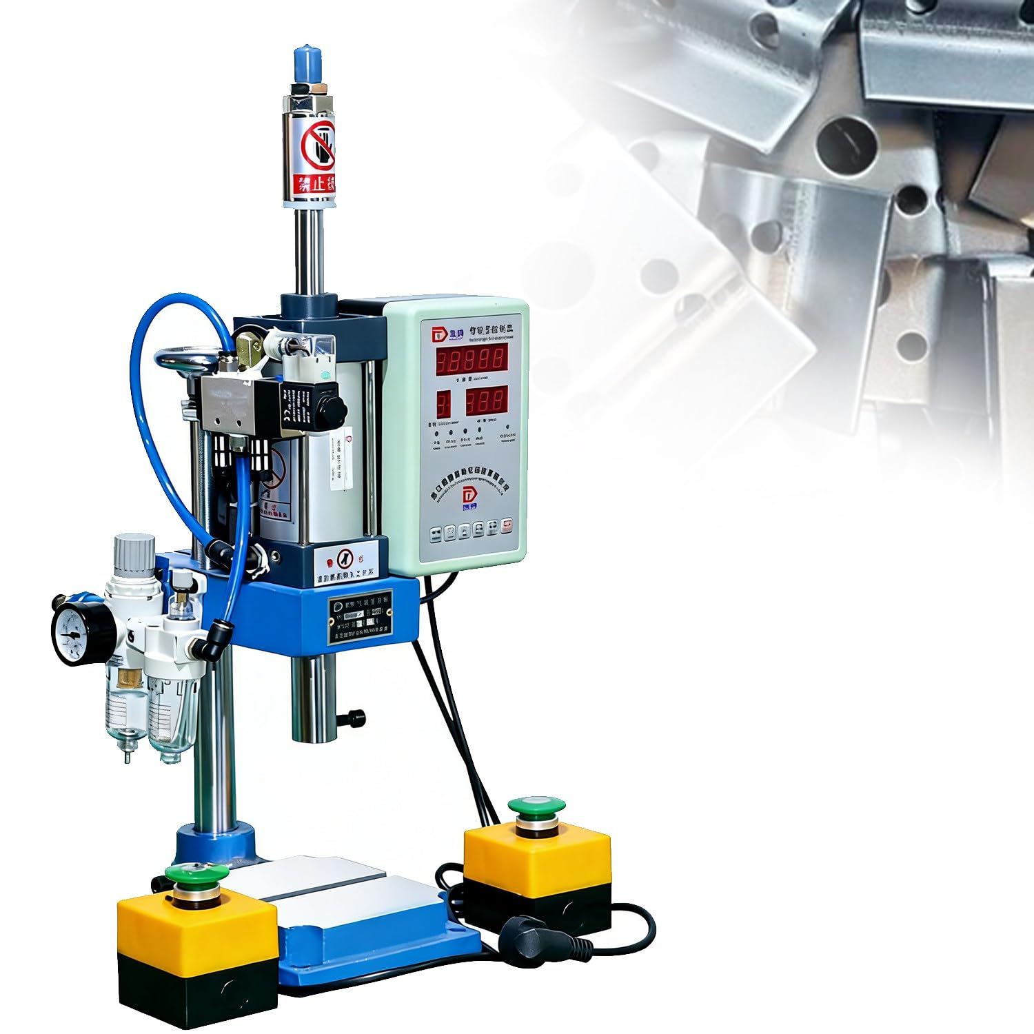 CelyToe Industrial Pneumatic Punching Machine Pneumatic Press Machine Small Pneumatic Stamping Press with 4 Configurations for Safety Industrial Use Riveting Punching & Precision Assembly Tasks D