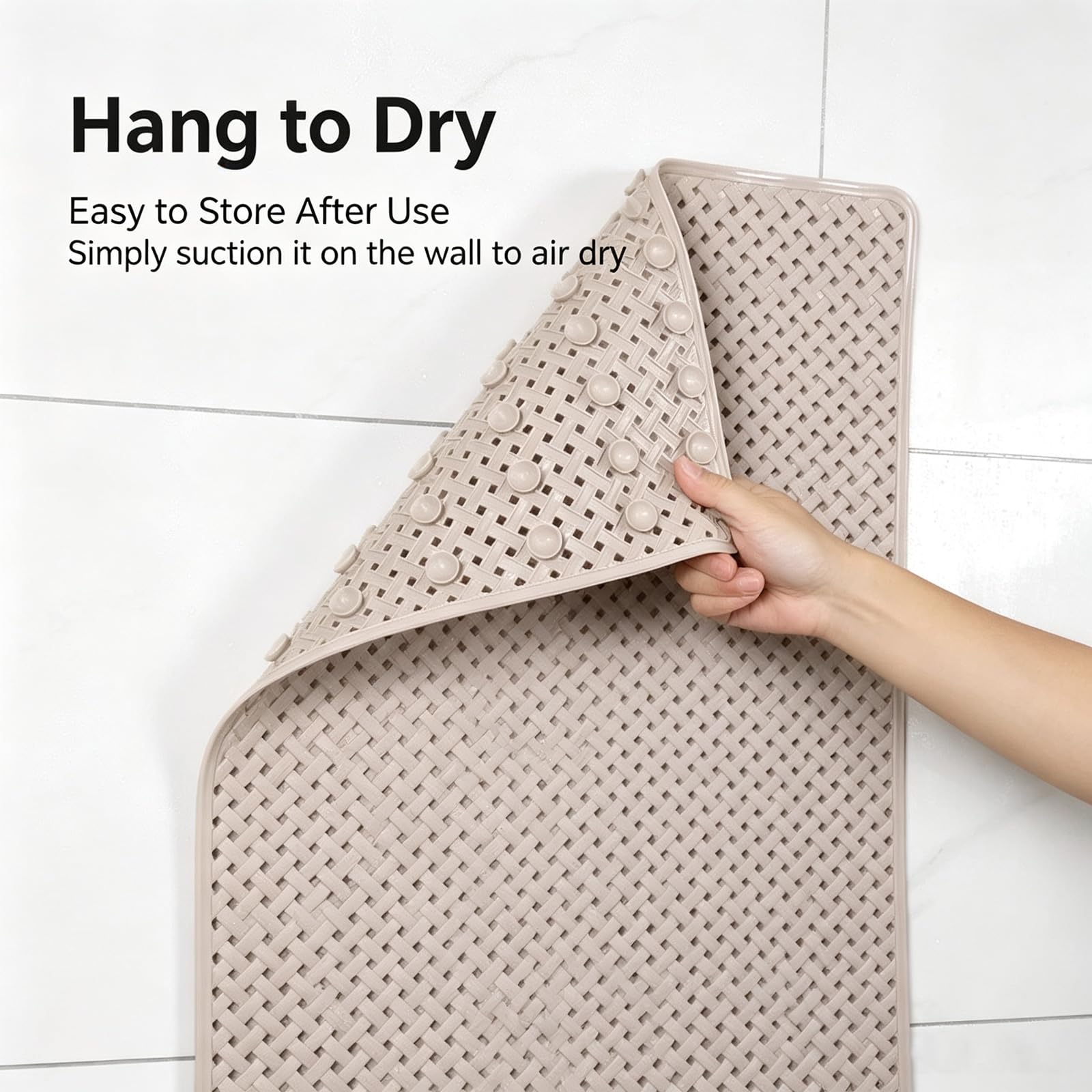 Alfombrilla Ducha PVC Suave Textura Tejida Alfombra Bañera Cuatro tamaños para Secado rápido con Ventosa Se Puede Colgar para secar contra la Pared Sin Olores Apto para Piscinas