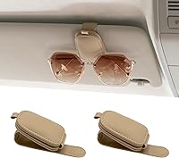 Vista 10 de Yuoyar Soporte para lentes de sol para vehículo, soporte de lentes de sol de cuero magnético y clip para tarjeta y boleta, accesorios para visera