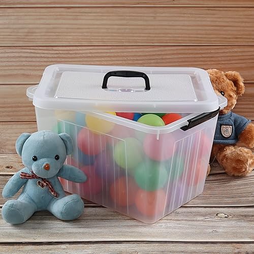 Miniatura 4 de Farmoon Contenedor de almacenamiento transparente de 20 cuartos con asa 4 paquetes de cajas de almacenamiento de plástico