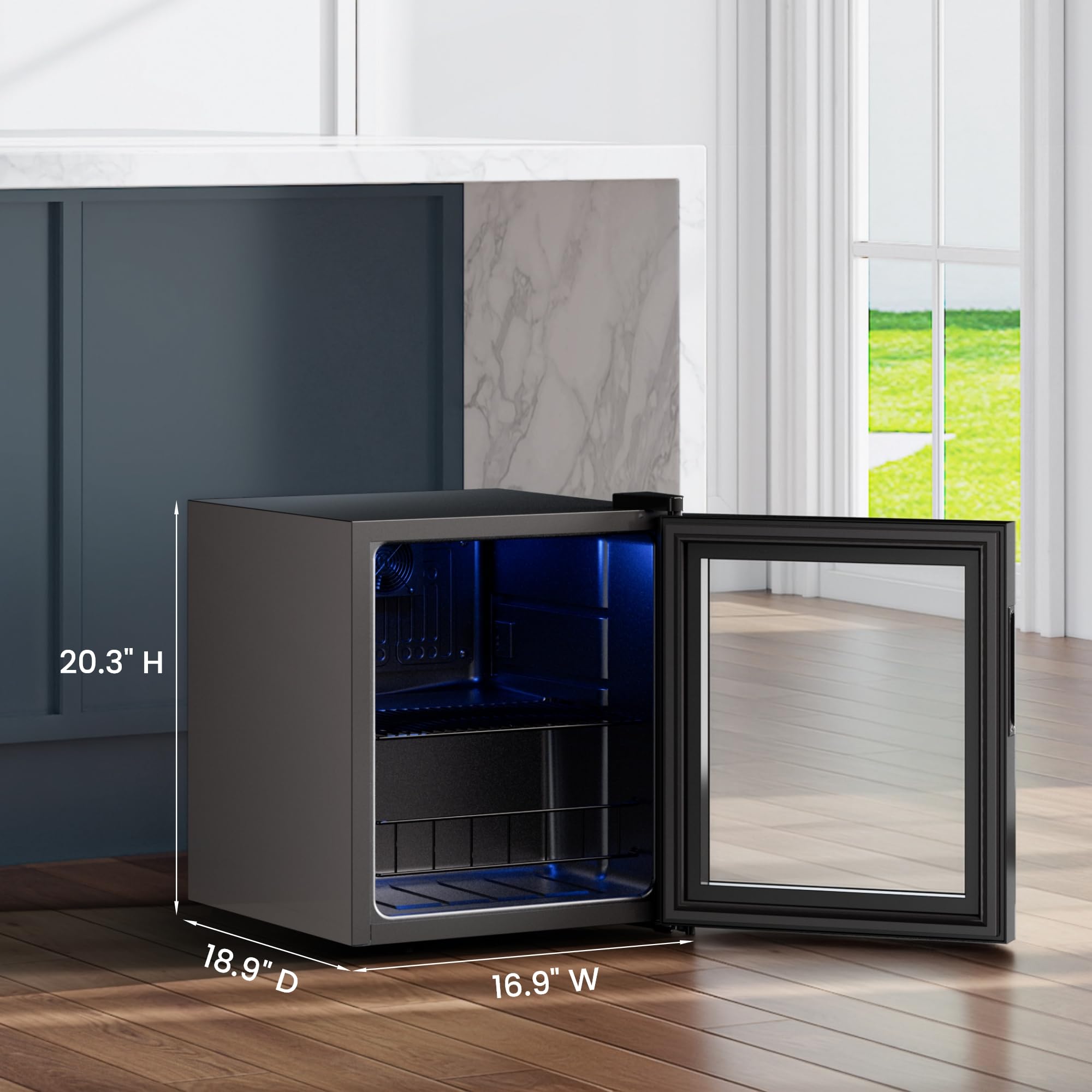 Yeego Beverage Refrigerator Cooler, 85 Cans Drink Mini Fridge with Glass Door for Soda Beer or Wine, Beverage Cooler with 34°F-54°F Digital Temperature Control for Home, Office, Bar