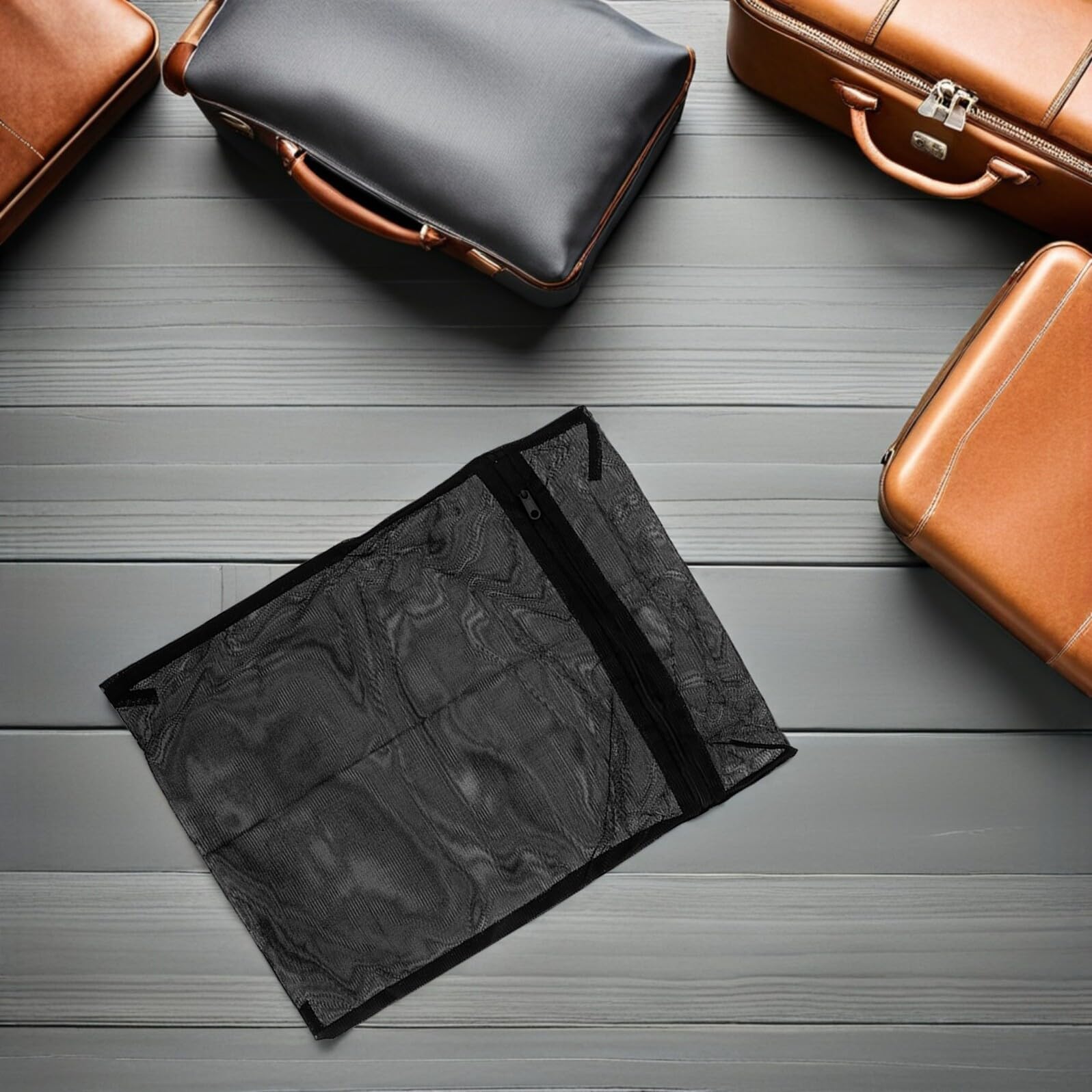 OUNONA Borsa la Biancheria Sporca in Poliestere Nero, Sacchetti per Indumenti per Bucato 8 Pezzi Rete Fine, Festa Scuola Decor e Viaggio