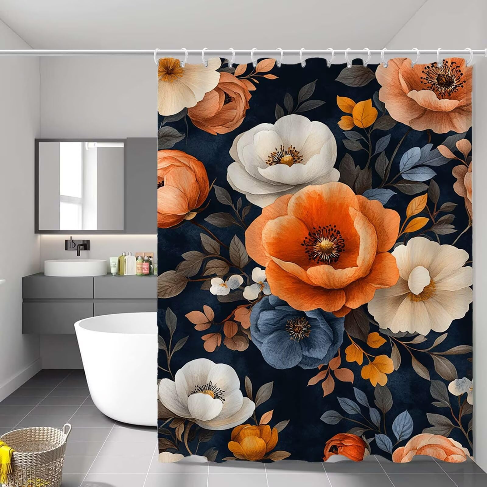 Rideau de douche 90x180 cm en polyester imperméable à motif automne