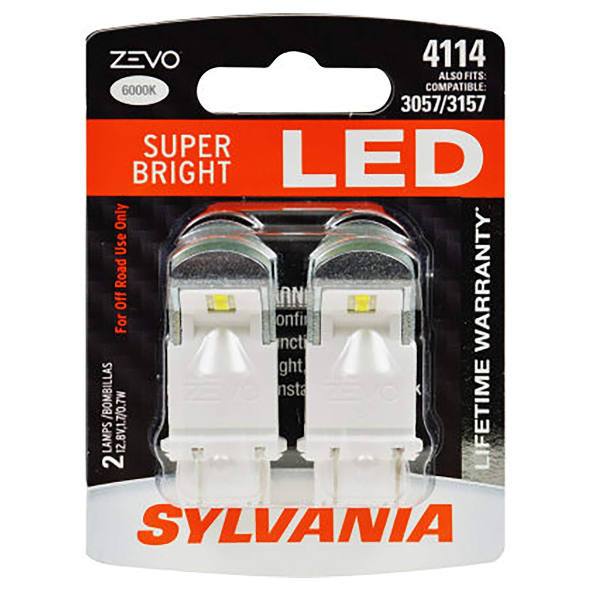 SYLVANIA - 4114 ZEVO LED White Bulb - Bright LED Bulb, Ideal for Daytime Running Lights (DRL) and Back-Up/Reverse Lights (Contains 2 Bulbs)