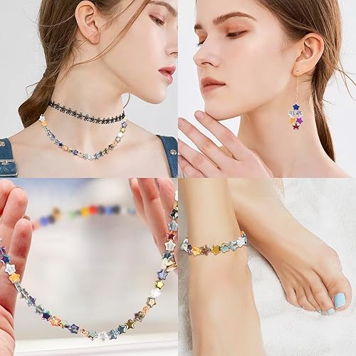Miniatura 4 de 200 cuentas de estrella de cristal para hacer joyas, pulseras de estrella de cristal de EVERMARKET a granel, cuentas sueltas de estrella de color