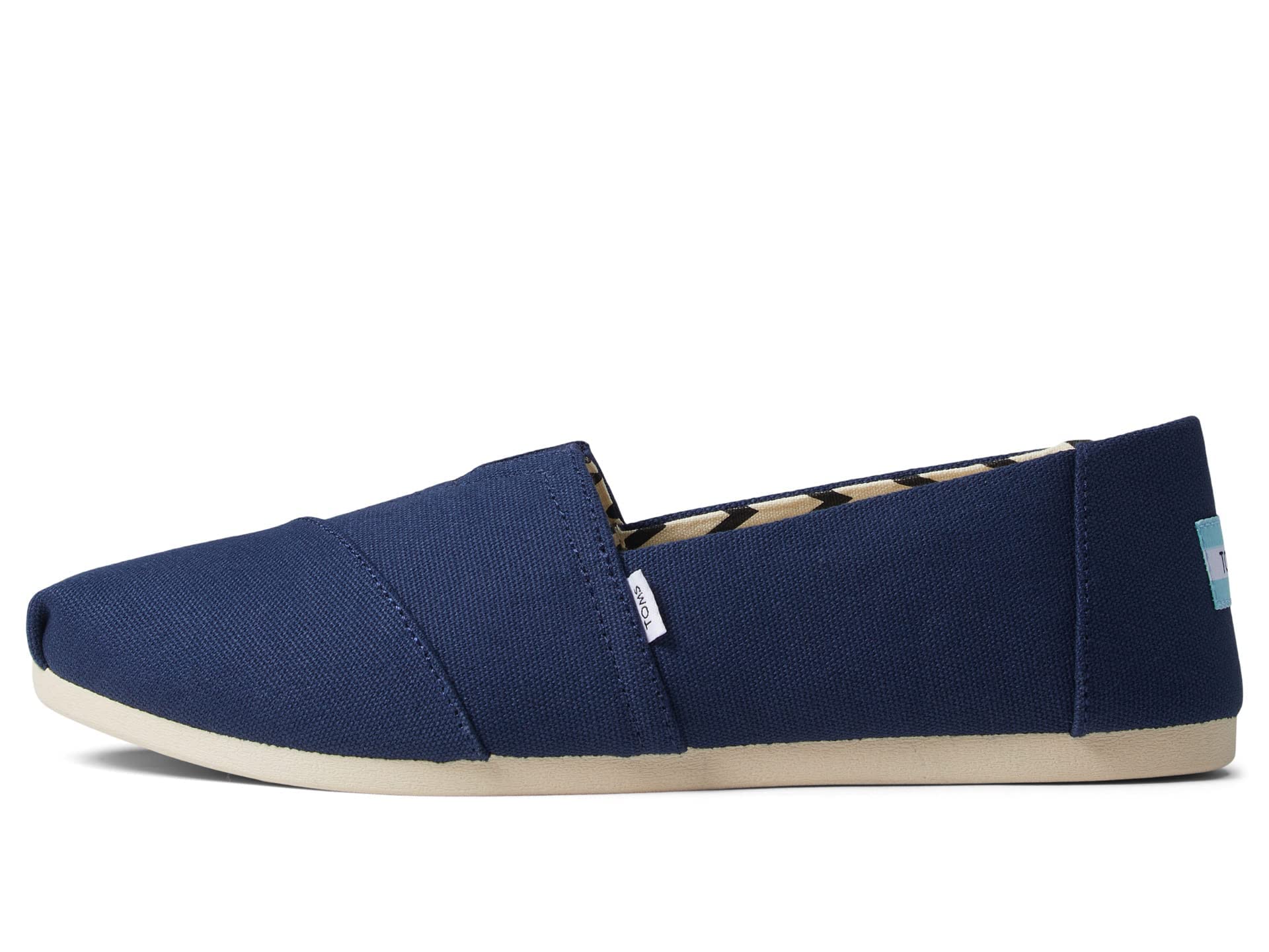 TOMS Alpargata Jute damskie bordowe espadryle, Granatowe szerokie płótno bawełniane z recyklingu, 7.5 UK Wide