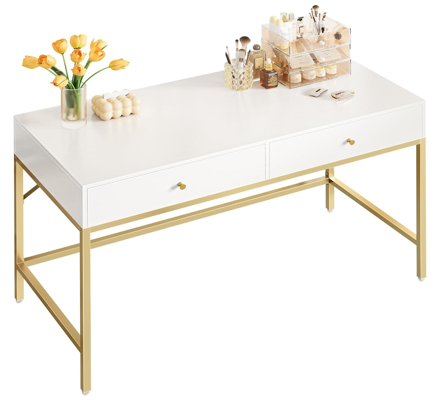 SUPERJARE Vanity Desk with Drawers 47 inch Computer Desk Modern Simple Home Office Desks Makeup Dressing Table for