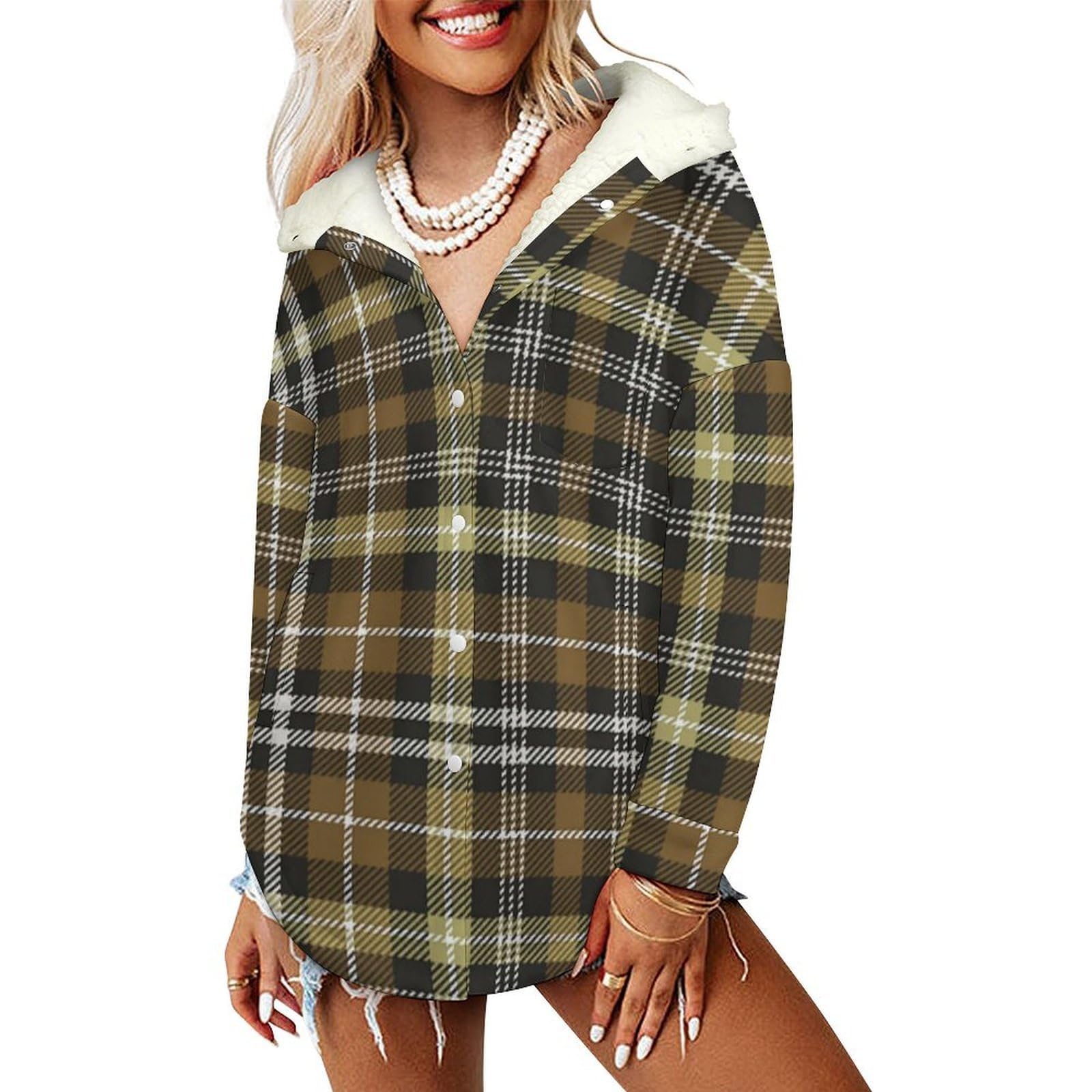 Sudadera Invierno con Capucha de Forro Polar Mujer Enrejado Cálido Hoodies a Manga Larga Felpa Sudadera con Bolsillos, Verde Oliva