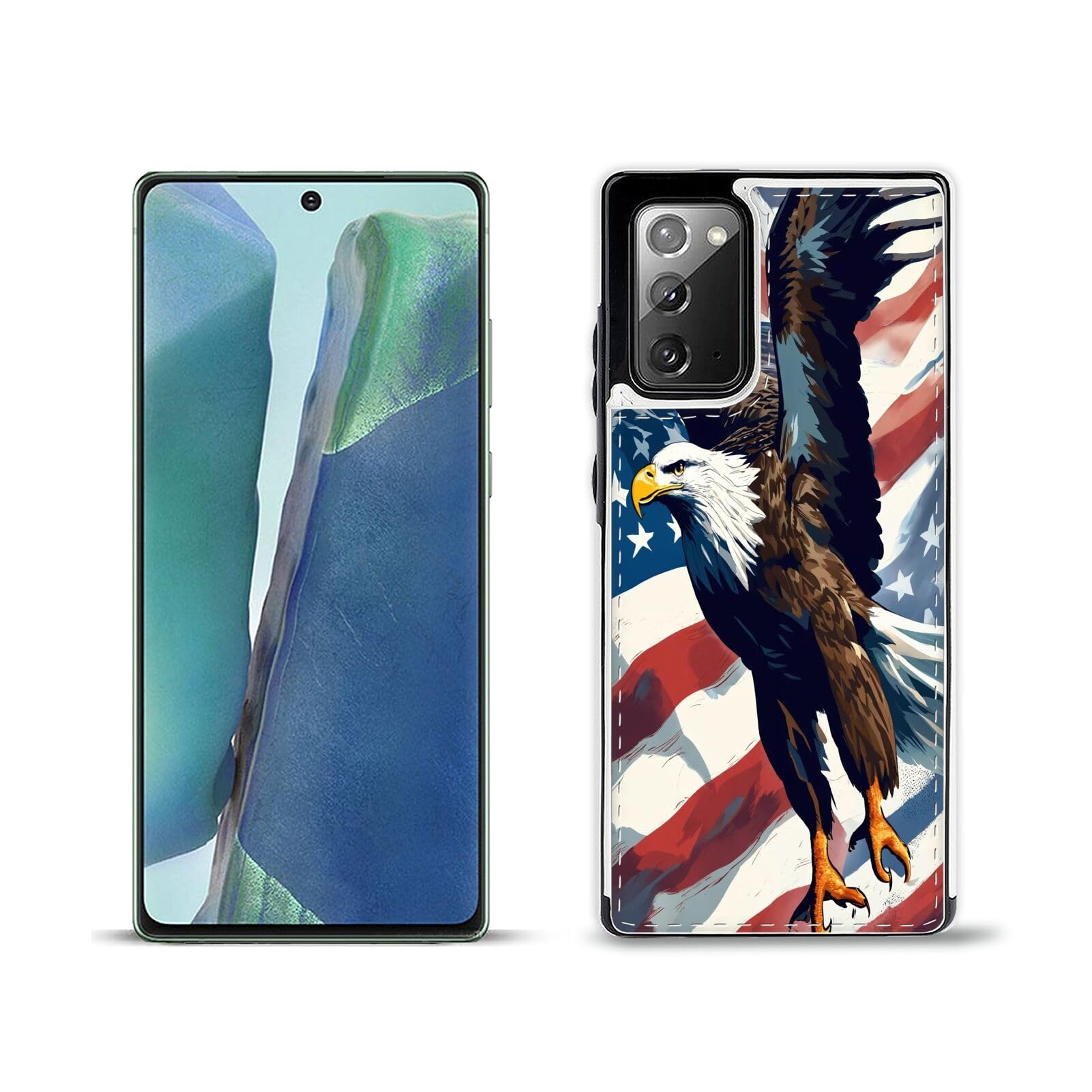 Card Phone Case for Samsung Galaxy S20 S21 S22 S23 S24 Plus Ultra FE Note20 Note20 Ultra American Eagle-AO11 Multiple Card Pockets