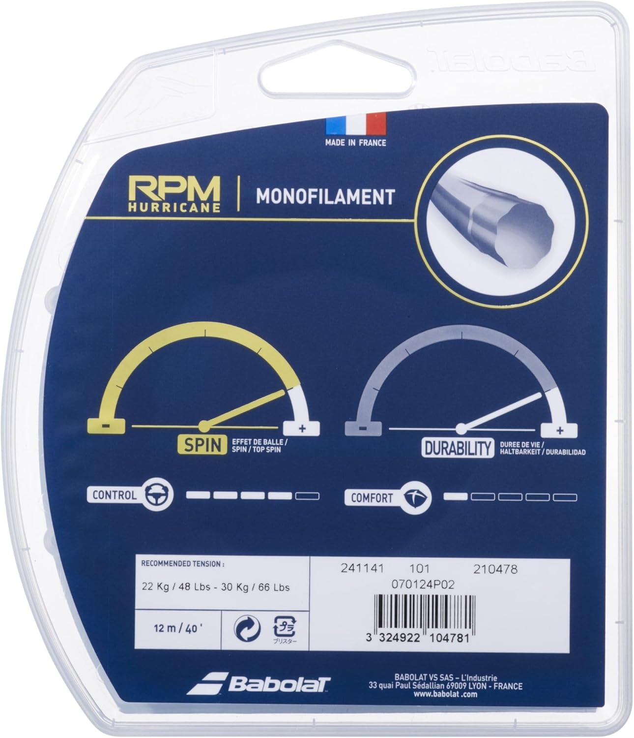 Babolat RPM Hurricane Tennis String Set in Multipacks (2-4-6-8-Packs)