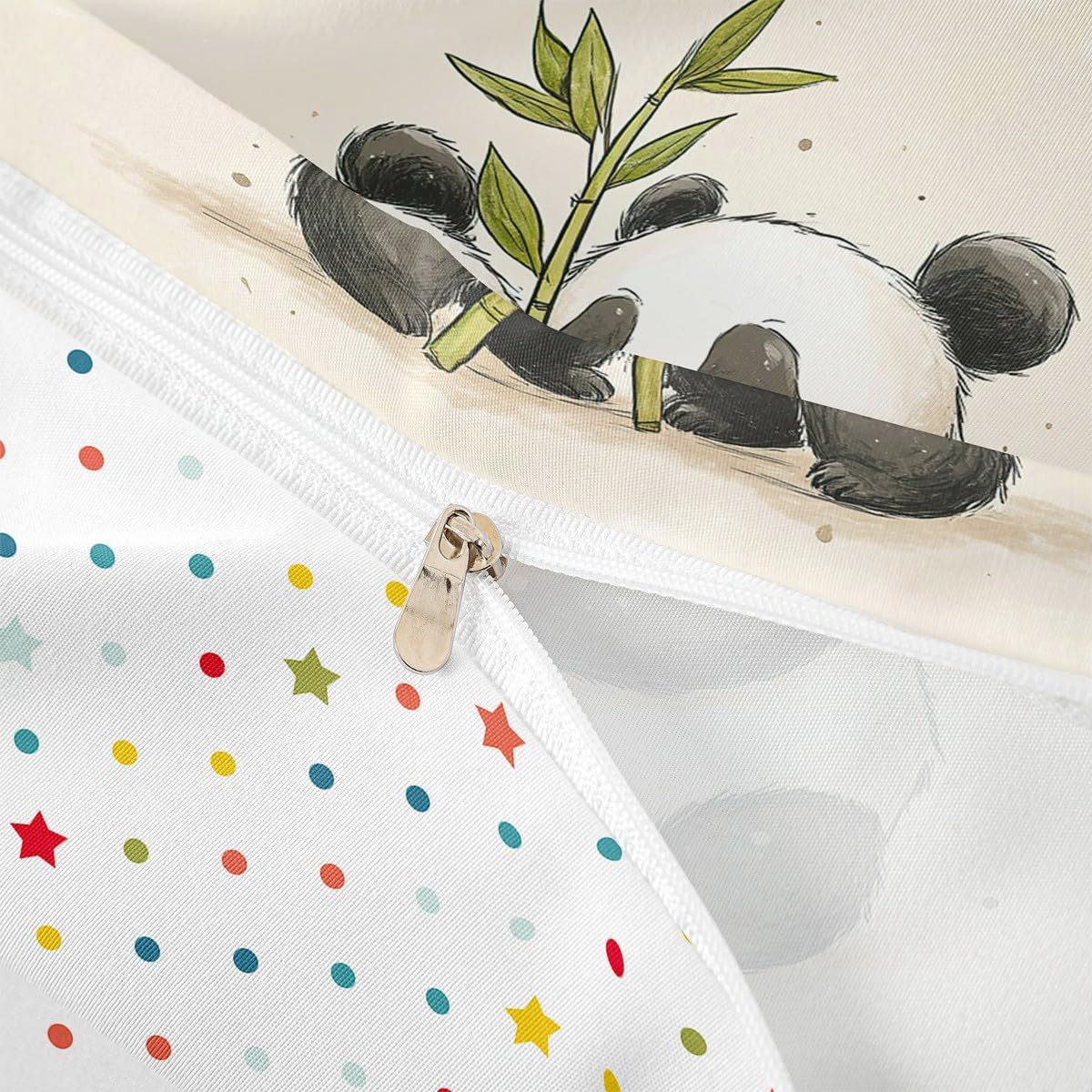 Homewish Housse de Couette 140x200 Animaux Panda pour Fille Garcon, Parure de Lit Enfant Panda de Dessin Animé, Sets de Housses de Couettes Animal Mignon, Couvre Lit Imprimées Réversibles