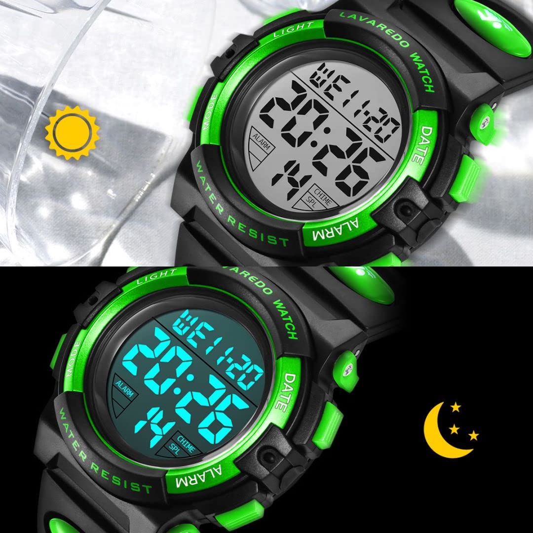 aswan watch Zegarek cyfrowy dla dzieci, dziewcząt, chłopców, z budzikiem, stoperem, światłem LED, datownikiem, sportowy zegarek na rękę z silikonowym paskiem-S/M