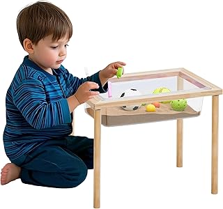 Uiifan Sensory Table Wood Sand Table Water Table Interactive Kids Activity Art Gift for Kids Toddlers Classroom Preschool Play Daycare Learn Water Sand (15.8 x 12 x 15.8 Inches)（for 2-4 Years）