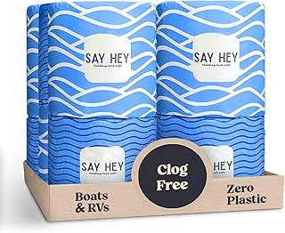 Say Hey Bamboo Toilet Paper | For Boats & RVs - Eco-Friendly & Biodegradable | Holding Tank Safe, Septic Safe, Rapid Disso...