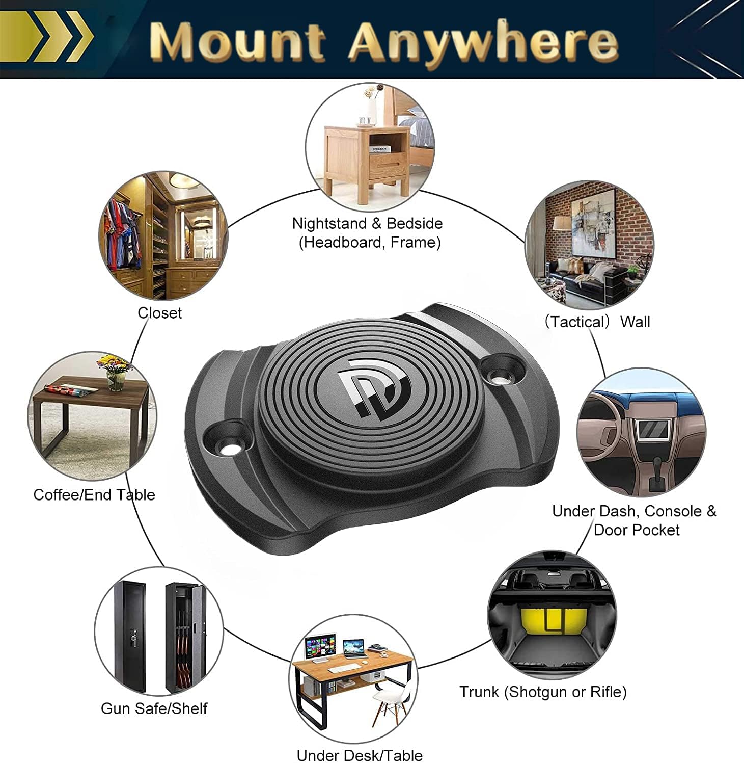 DD Gun Magnet 33 lbs.Rated Magnetic Gun Mount, Anti Scratch HQ Rubber Coated Concealed Firearm Holder for Car,Wall,Truck,Desks,Safes and Vehicle