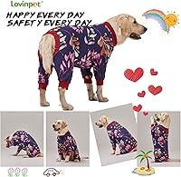 Vista 6 de Ropa para Perros LovinPet, Estampado Bayas Marinas, Pijamas Grandes para Weimaraner, Ropa Protectora para Weimaraner, Pijamas Ligeros de Manga Larga