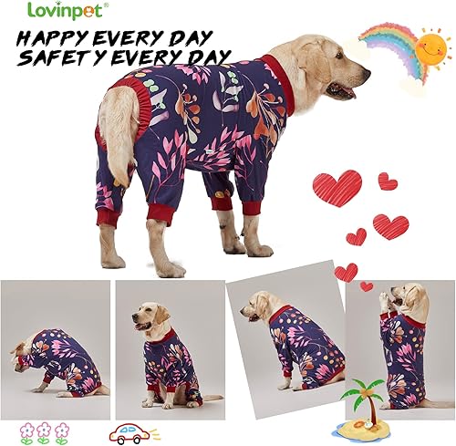 Miniatura 6 de LovinPet Ropa para perro, estampado de bayas marinas, pijamas grandes de Weimaraner, ropa protectora Weimaraner, pijama ligera para perro, pijama de
