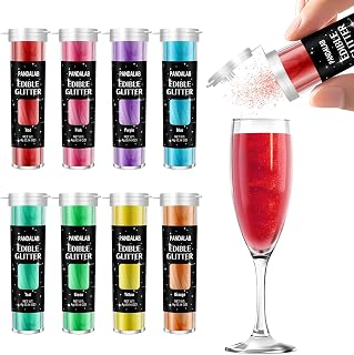 Edible Glitter - Food Grade Luster Dust for Drinks, Wines, Cocktails, 8 Colors Dessert Shimmering Glitter for Cake, Fondant, Chocolate, Donuts, Icing. (0.14oz/4g Bottle)