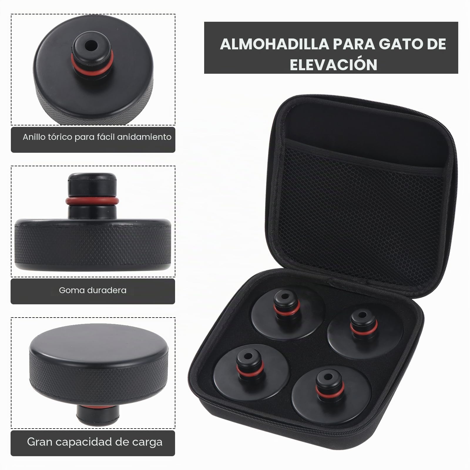 Almohadillas de gato para Tesla Model 3/Y/S/X, almohadilla de gato de elevación compatible con Tesla Model 3/S/X/Y, almohadilla de gato de goma apta para Tesla con bolsa de almacenamiento (QJDD