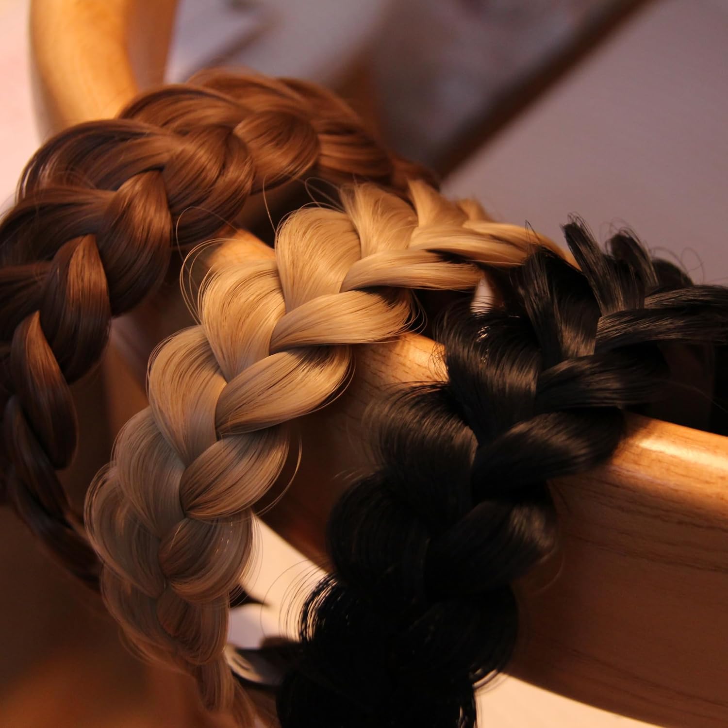 Braided Headband for Women, Wide Chunky Hair Hoop Accessories, Non-Slip Elastic Puffy Hair Band for Girls (black)