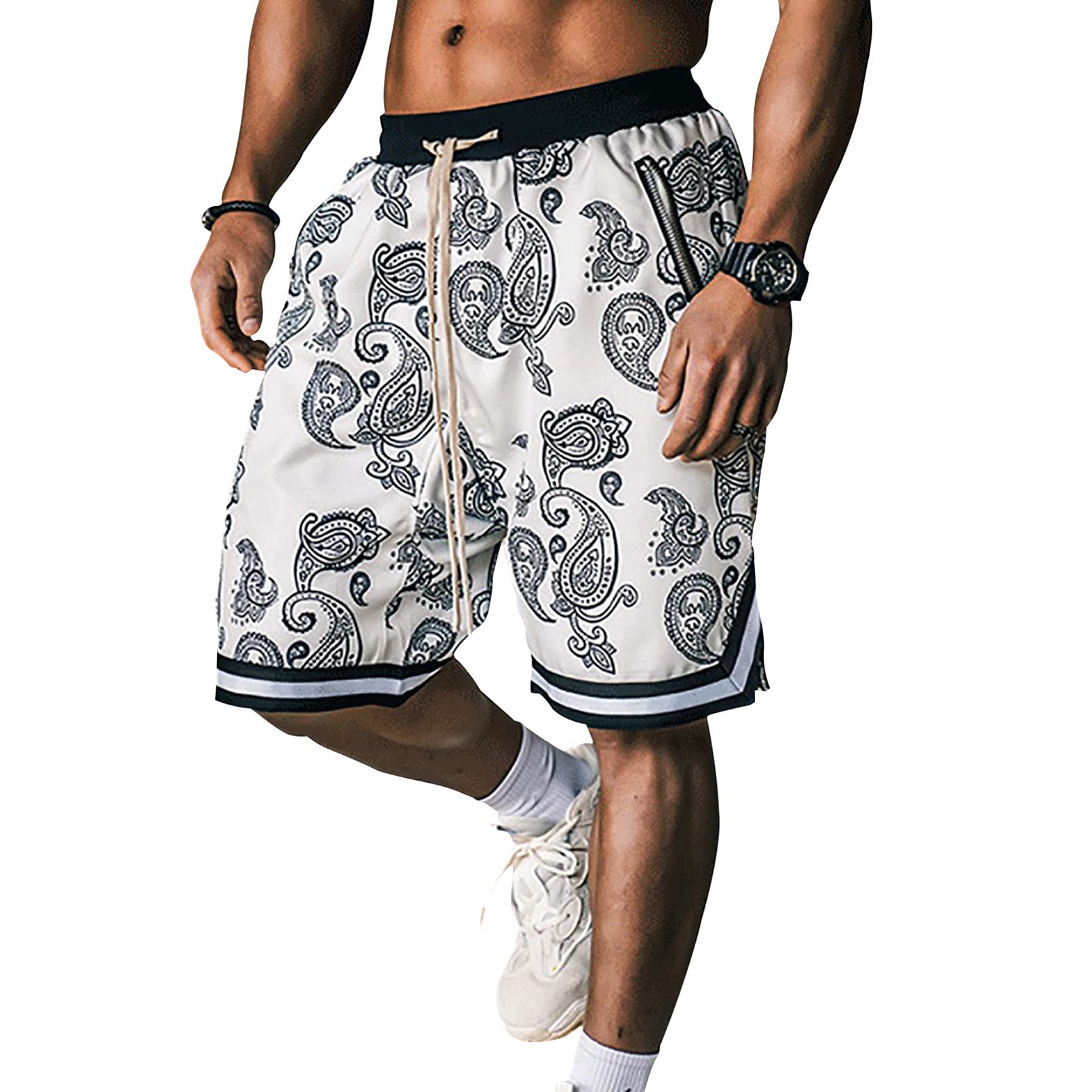 Men's Paisley Shorts Athletic Workout Basketball Shorts Casual Print Running Short Pants