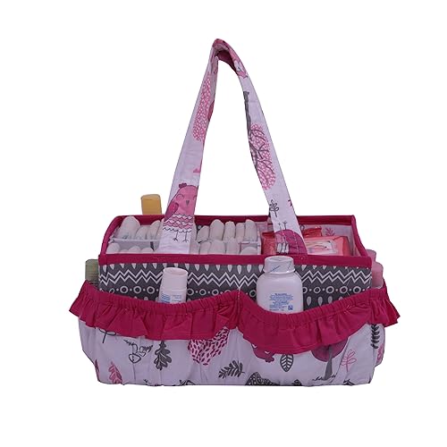 Miniatura 4 de Bacati Owls - Organizador de almacenamiento de algodón para niñas, color rosagris