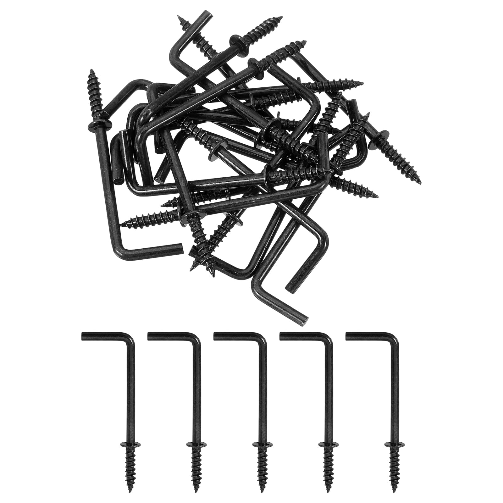 20 Pack L-Shaped Right Angle Screw Hooks - Heavy Duty Hanging Hooks For Home & Garden