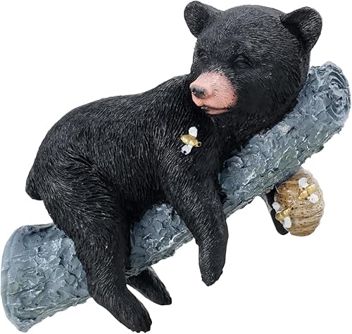 Figura de oso negro para siestas, figuras realistas de oso negro, escultura de oso de resina, estatua de arte montada en la pared, decoración de