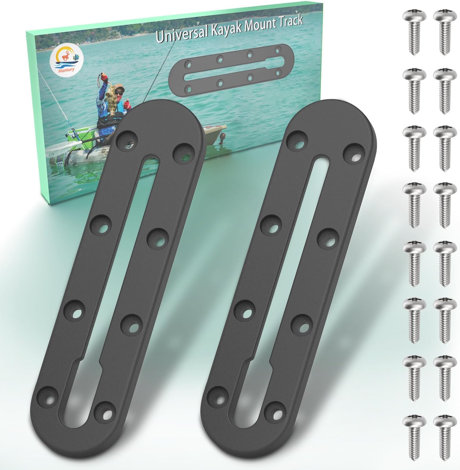 Huntury Kayak Track, Kayak Low Profile Track, Kayak Rail, Kayak Accessories Mount Track, Kayak Gear Track for Fishing Rod Holder, Fish Finder, Cup Holder, Anchor Cleats