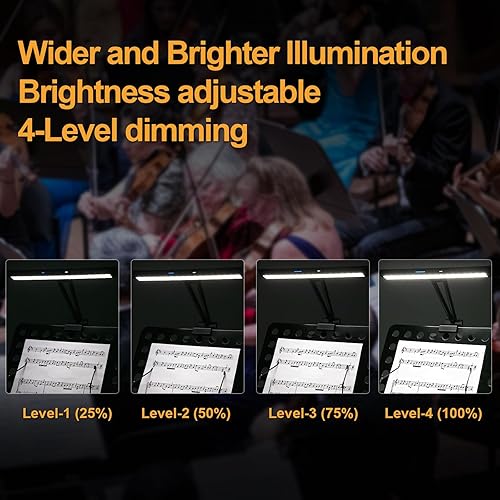 Miniatura 6 de Luces de soporte de música superbrillantes, luz LED con clip, batería extraíble, funciona con batería recargable, lámpara de abrazadera USB-C