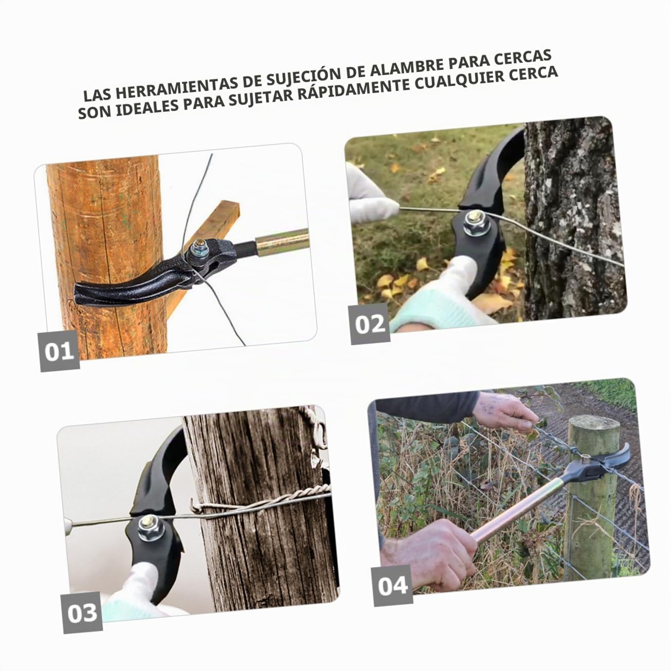 Herramienta para Tensar Vallas de Acero, Tensor de Alambre para Cercas de Púas y Portátil para Vallado de Jardín y Cercas Agrícolas