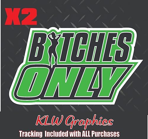 Bitches Only Lime Green Black White Full Color Decal Sticker Turbo Diesel Diesel Truck 6.0 6.6 7.3 Crew Cab Funny