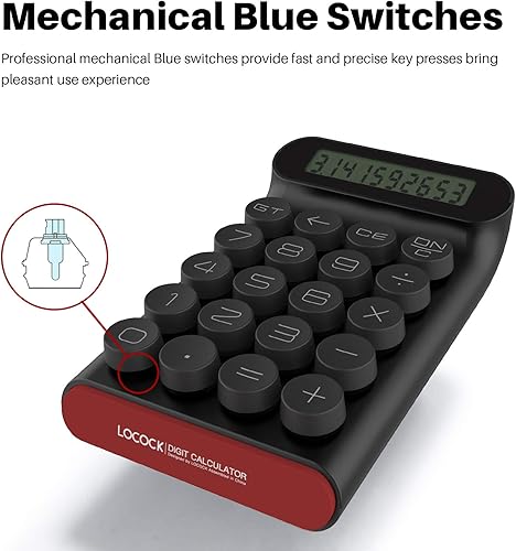 Miniatura 3 de Calculadora de interruptor mecánica de mano para oficina diaria y básica pantalla LCD grande de 10 dígitos negro