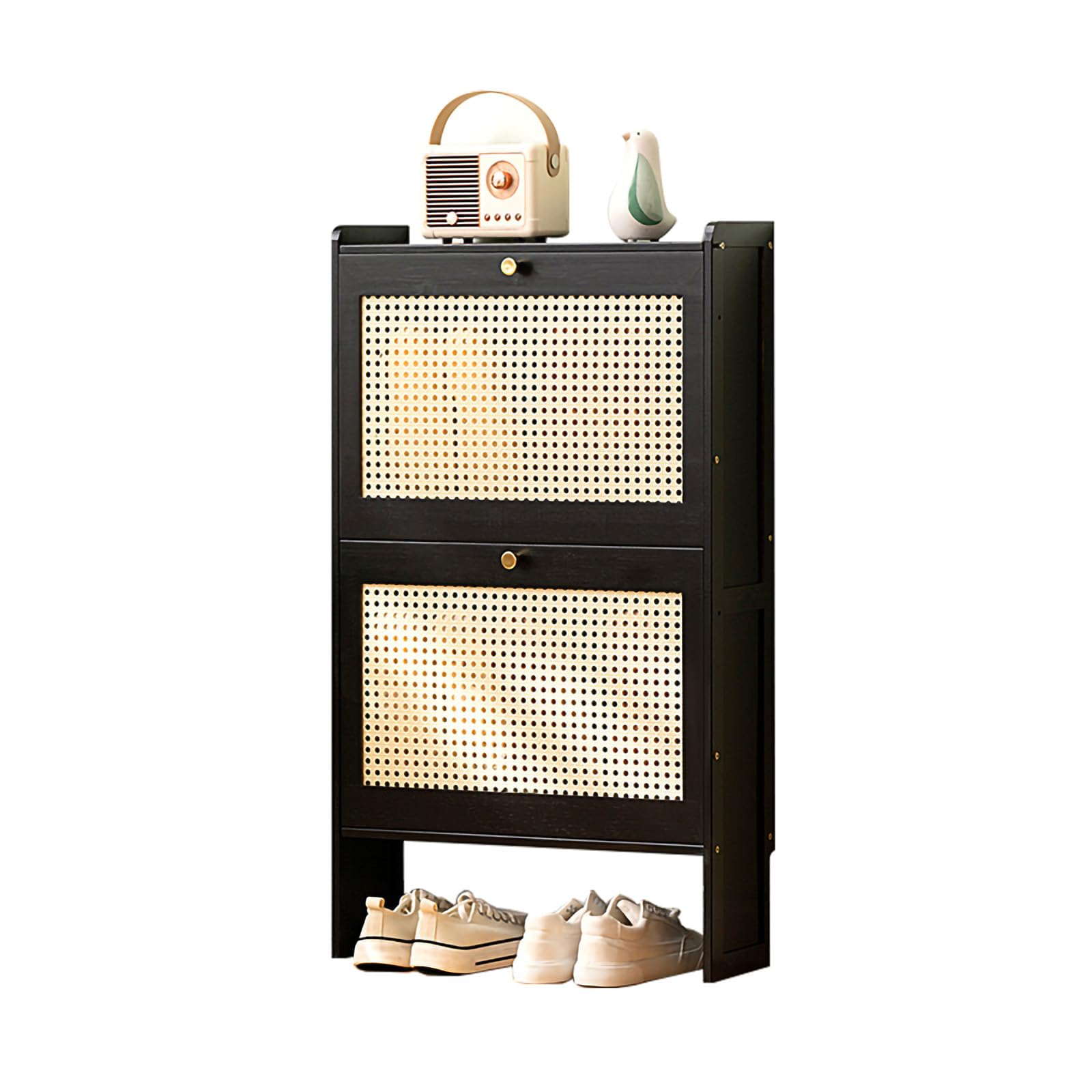Meuble à chaussures mince bambou étagère rangement étroite entrée grande capacité 17cm