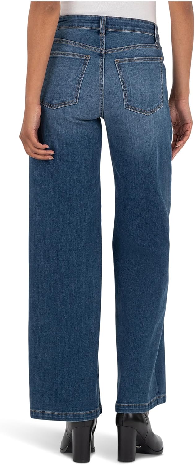 KUT from the Kloth Petite Jean High Rise Wide Front Seam Patch Front Pockets