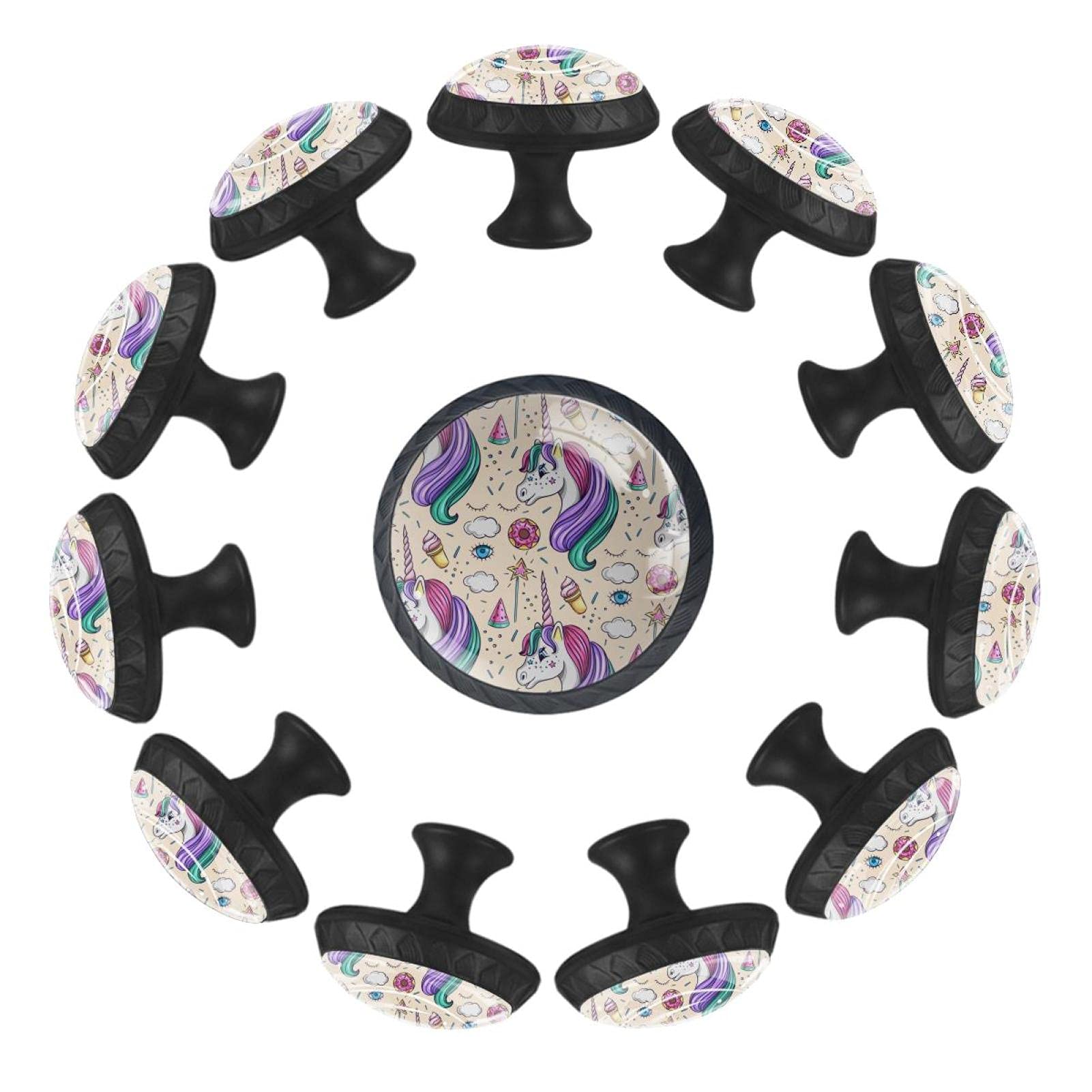 Boutons de tiroir ronds motif licorne commode crèche chambre enfant x12