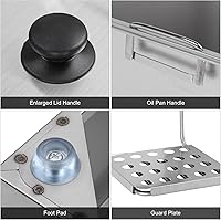 Vista 5 de ROVSUN Freidora eléctrica de 11.4 cuartos de galón con cesta y tapa, freidora de cocina comercial de 2500 W, freidora francesa de acero inoxidable