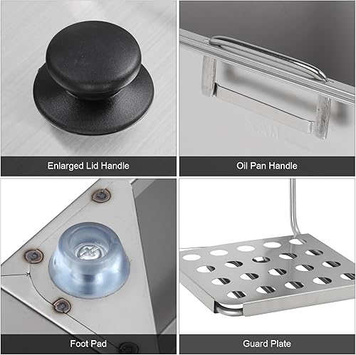 Miniatura 5 de ROVSUN Freidora eléctrica de 11.4 cuartos de galón con cesta y tapa, freidora de cocina comercial de 2500 W, freidora francesa de acero inoxidable