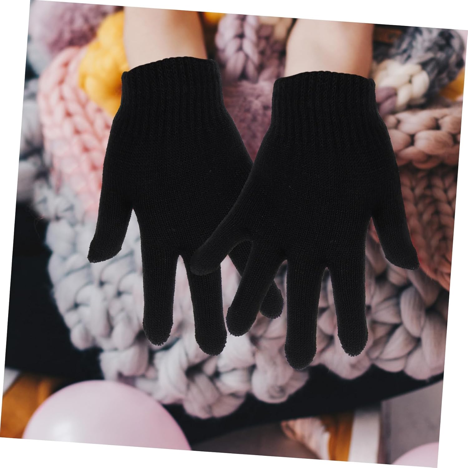 24pairs Boy Girl's Knitted Gloves Winter Warm Full Finger Gloves for Boy Girl Comfortable Thermal Mittens for Outdoor Activities of Five-finger
