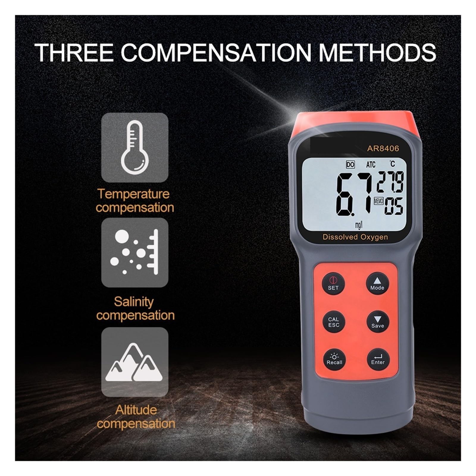 KOSBO Medidor Digital de oxígeno disuelto, comprobador de Calidad del Agua, medidor de DO, Rango de medición de 0 a 30 MG/L, Detector de Contenido de oxígeno