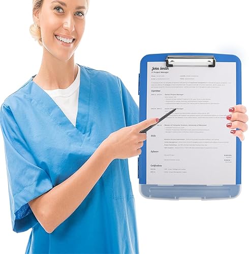 Miniatura 6 de Portapapeles con almacenamiento, tableros de clip de 8.5 x 11 pulgadas con almacenamiento, portapapeles de gran capacidad, con clip de perfil bajo,